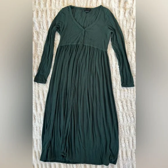 Hatch Softest Rib Nursing Dress in Colorado Pine Green - Picture 3 of 9